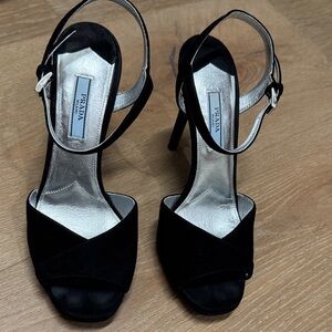 Prada Black and Silver Women's Heels